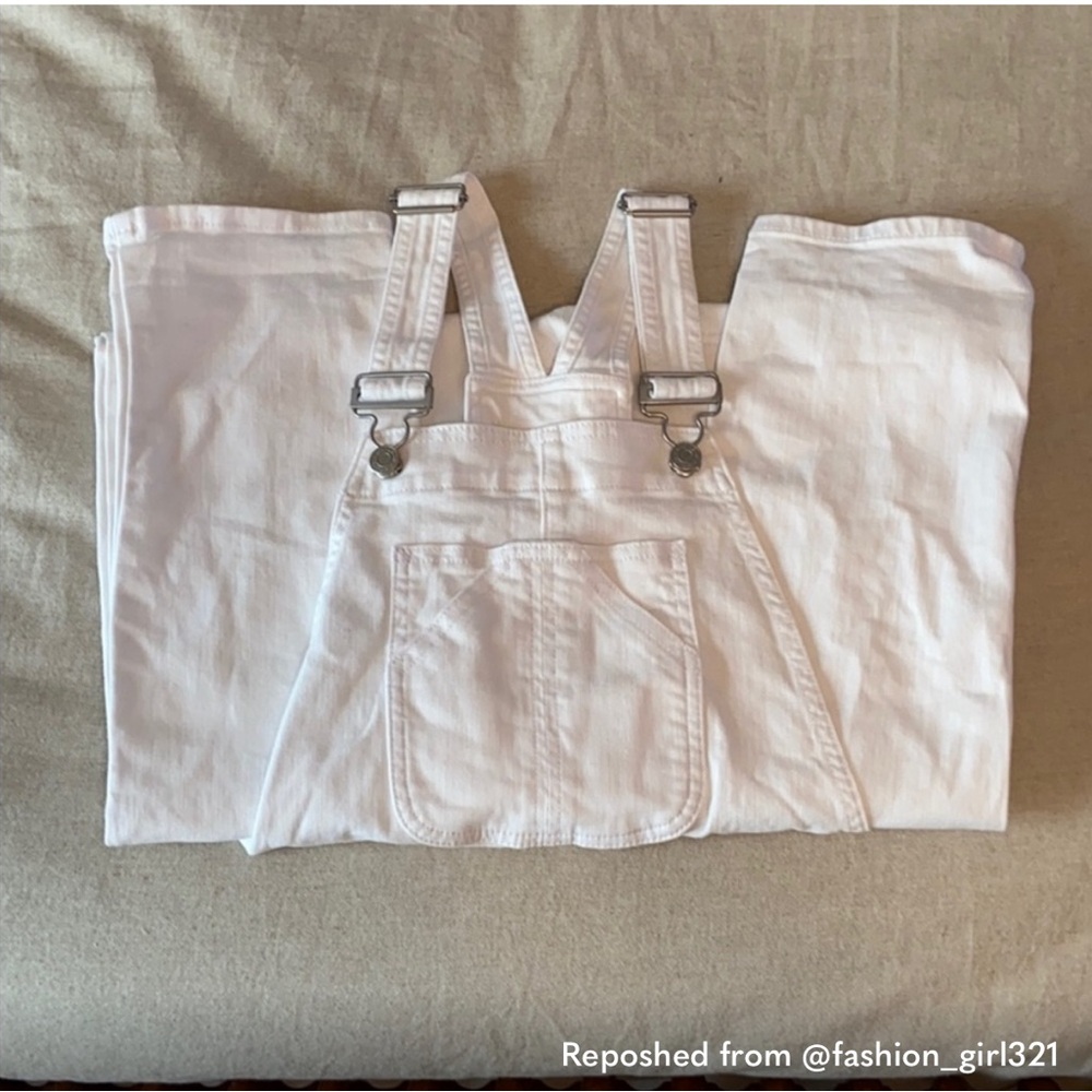 Gap white denim overalls